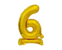Opakowanie Balon foliowy B&C Cyfra stojąca 6, złota, 38 cm