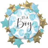 Opakowanie Balon foliowy Baby Boy Blue Watercolor 76x76cm