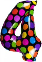 Opakowanie Balon foliowy cyferka 4 w kropki