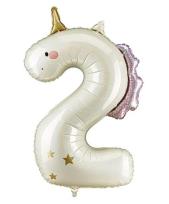 Opakowanie Balon foliowy Cyfra 2 Jednorożec 93cm