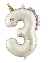Opakowanie Balon foliowy Cyfra 3 Jednorożec 93cm