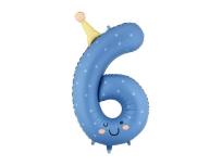 Opakowanie Balon foliowy Cyfra 6 niebieski 86cm