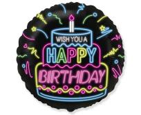 Opakowanie Balon foliowy Happy Birthday neon 45cm