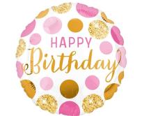 Opakowanie Balon foliowy Pink and gold Happy Birthday 46cm
