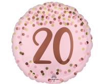 Opakowanie Balon foliowy Pretty pink 20th Birthday 46cm