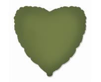 Opakowanie Balon foliowy Serce matowe Olive Green 45cm