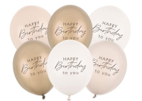 Opakowanie Balony Happy Birthday mix beżowy 30cm 6szt