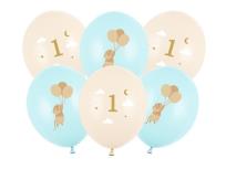 Opakowanie Balony Myszki z cyferką 1 Light Blue 30cm 6szt