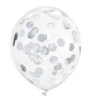 Opakowanie Balony z konfetti kółka srebrny 30cm 6szt