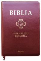 Okładka książki Biblia pierwszego Kościoła z paginat. burgundowa