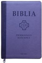 Okładka książki Biblia pierwszego Kościoła z paginat. fioletowa