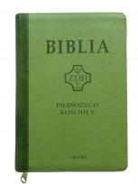 Okładka książki Biblia pierwszego Kościoła z paginat. zielona