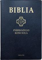 Okładka książki Biblia pierwszego Kościoła złocona granatowa