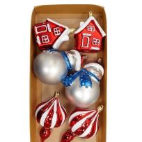 Opakowanie Bombki na choinkę 6szt Domek, Bałwan