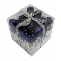 Opakowanie Bombki na choinkę nietłukące 50szt srebrne, granat