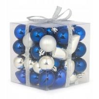 Opakowanie Bombki na choinkę nietłukące 50szt srebrny, nieb