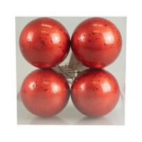 Opakowanie Bombki z efektem rosy czerwone 4szt