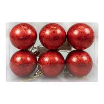 Opakowanie Bombki z efektem rosy czerwone 6szt