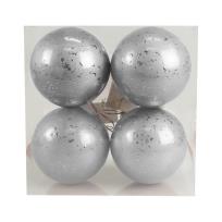 Opakowanie Bombki z efektem rosy srebrne 4szt
