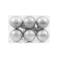 Opakowanie Bombki z efektem rosy srebrne 6szt