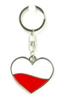 Opakowanie Brelok metalowy serce biało-czerwone 5cm