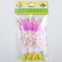 Opakowanie Dekoracje zajączki na piku 105mm 6szt