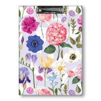 Opakowanie DESKA Z KLIPEM A4 T0125 KWIATY POLSKIE  HORTENSJA NA JASNYM TLE FOLIA MAT NIERYSUJĄCA