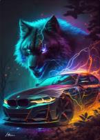 Opakowanie Diamentowa Mozaika Auto i zorza wilk NO-2000876