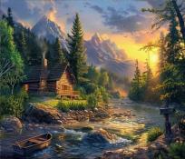 Opakowanie Diamentowa Mozaika Chata w górach nad rzeką NO-2001754