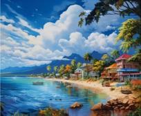 Opakowanie Diamentowa Mozaika Domki na tropikalnej plaży NO-2000287