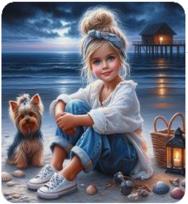 Opakowanie Diamentowa Mozaika Dziewczynka z pieskiem na wybrzeżu NO-2001529