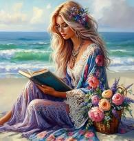 Opakowanie Diamentowa Mozaika Kobieta czytająca na wybrzeżu NO-2001851