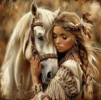 Opakowanie Diamentowa Mozaika Kobieta Indianka z koniem NO-2003075