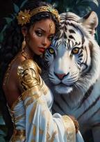 Opakowanie Diamentowa Mozaika Kobieta księżniczka z białym tygrysem NO-2001359