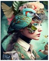 Opakowanie Diamentowa Mozaika Kobieta z ptakami na głowie NO-1009646