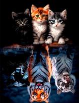 Opakowanie Diamentowa Mozaika Koty z odbiciem tygrysów w wodzie NO-2003125