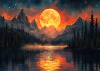 Opakowanie Diamentowa Mozaika Księżyc w tle ciemnych gór NO-2002539