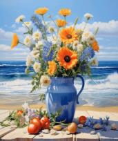 Opakowanie Diamentowa Mozaika Kwiaty w wazonie nad brzegiem morza NO-2000167