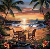 Opakowanie Diamentowa Mozaika Ognisko na tropikalnej plaży NO-2001538