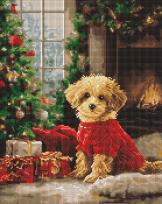 Opakowanie Diamentowa mozaika - Pudel przy choince 40x50cm