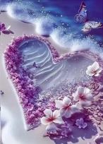 Opakowanie Diamentowa Mozaika Serce na wybrzeżu z kwiatami i motylami NO-2000596