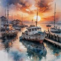 Opakowanie Diamentowa Mozaika Statek w porcie wioski rybackiej NO-2003022