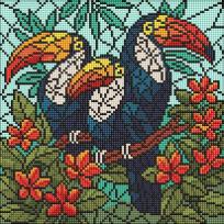 Opakowanie Diamentowa mozaika - Witraż. Trio tukanów 30x30cm