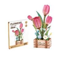 Opakowanie DIY drewniane kwiatki 3D tulipany