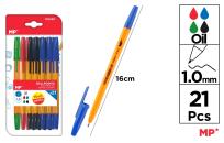 Opakowanie Długopis MP 1.0mm mix kolorów blister 21 sztuk