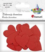 Opakowanie Drewniane serca 30x30mm czerwone 15szt