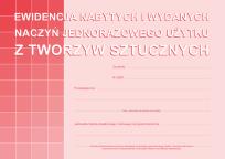 Opakowanie Ewidencja nabytych i wydanych naczyń jednorazowego użytku z tworzyw sztucznych