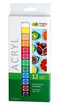 Opakowanie Farby akrylowe 12ml 12 kolorów HAPPY COLOR