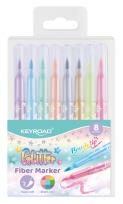 Opakowanie Flamastry KEYROAD Fiber Marker Glitter brokatowe 8 kolorów pastelowych