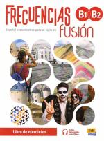 Okładka książki Frecuencias fusion B1+B2 zeszyt ćwiczeń do nauki języka hiszpańskiego.